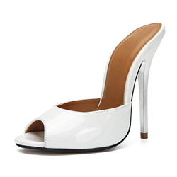 Women's Men's Crossdressing Mule Heels Peep Toe Backless Stiletto Slip On Sandals Dress Party Shoes Plus Size white-45 precio