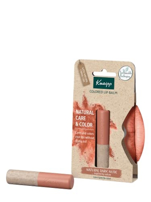 Kneipp Bálsamo Labial con Color Natural Dark Nude, Efecto Prolongado, Vegano y de Origen 100% Natural, 1x3.5g