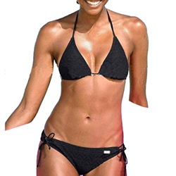 Inlefen Bikini Conjunto de triángulo de Red para Mujer Traje de baño Traje de baño de Dos Piezas de Encaje Espesar Bañador（Negro-M） en oferta