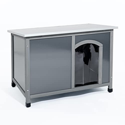 FeelGoodUK - Perrera para perros, paneles de plástico de doble pared, fácil de limpiar, protector de lluvia y viento, tamaño pequeño, extragrande (gra características