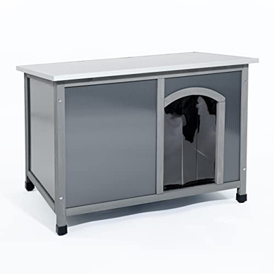 FeelGoodUK - Perrera para perros, paneles de plástico de doble pared, fácil de limpiar, protector de lluvia y viento, tamaño pequeño, extragrande (gra