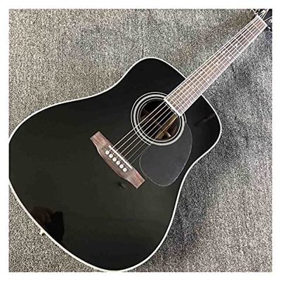 WANANNIGHT Guitarra electrica Top Spruce Sólido, Cuerpo De 35s D, Fretboard De Palisandro, Guitarra Acústica Negra, Aceptada En La Cabeza