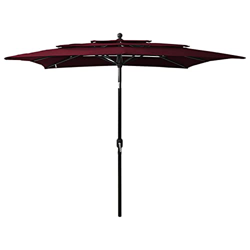 Tidyard Sombrilla Solar Plegable para Patio de 3 Niveles con Poste Sombrilla de Mesa Parasol Exterior Balcón Terraza Jardín Sombrilla de Playa Protect precio
