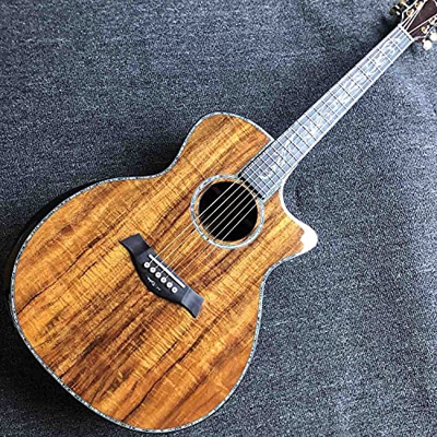 WANANNIGHT Guitarra electrica Abulón Real Madera acústica Guitarra ébano diapasón Trasero Lado Guitarra acustica A11 A22 Electronic P
