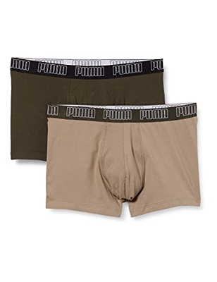 PUMA Basic Pack de 2 Calzoncillos, Verde (Dark Green Combo), L Hombre