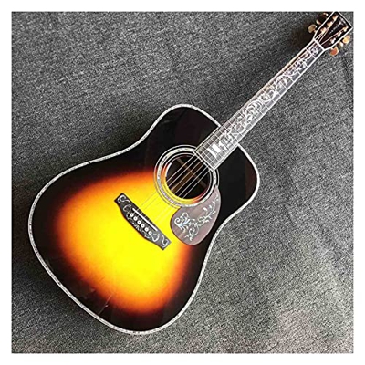 WANANNIGHT Guitarra electrica 41 Pulgadas All Solid Wood Binding Solid Rosewood Atrás Guitarra Acústica con 550A