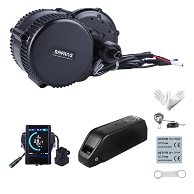 Bafang 250W 48V BBS01B Kit Mid Drive Juego de Conversión de Bicicleta Eléctrica Kit de Motor Central Bicicleta de Montaña, Batería Opcional 10/11,6/13