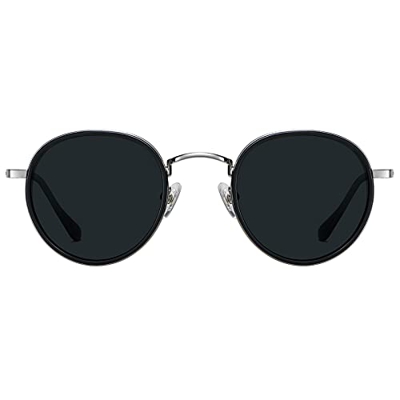 H HELMUT JUST Gafas de Sol para Hombre y Mujer Redondas Polarizadas Vintage TR90 y Metel Montura