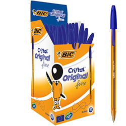 BIC Cristal Original Fine, Boligrafos Punta Fina (0.8mm), Óptimo para Uso Escolar y de Oficina, Caja de 50 Unidades, Azul en oferta