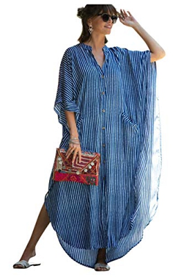 Vestido Boho Mujer Largo Talla Grande Camisolas y Pareos Indios Bohemio Hippie Tunica Piscina Caftan Africano Kaftan Etnico Kimono Flores Ropa Hawaian
