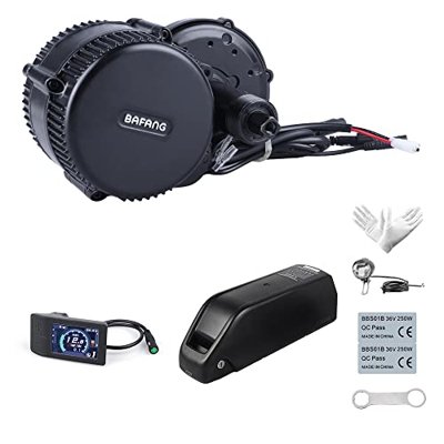 Bafang 250W 48V BBS01B Kit Mid Drive Juego de Conversión de Bicicleta Eléctrica Kit de Motor Central Bicicleta de Montaña, Batería Opcional 10/11,6/13