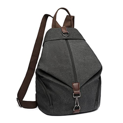 Kono Mochila para Mujer Bolsa Lona Antirrobo Vintage Gran Capacidad Mochila de Escuela Mochila Informal para Trabajo Viajes Diarios (Negro) en oferta