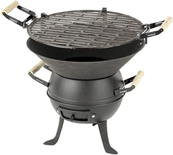 ACTIVA Barril de barbacoa de hierro fundido y acero, altura regulable, parrilla de hierro fundido, diámetro de 35 cm, parrilla portátil de carbón, bar en oferta