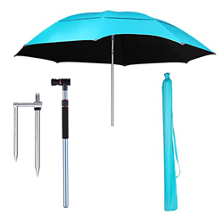 LIGUOYI Parasol For Playa Sombrilla Inclinado De Azul 2.4m Sombrilla Terraza Exterior Rotación De 360° Regulable En Altura, Toldos De Pesca Sombreado  precio