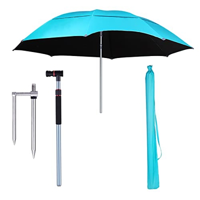 LIGUOYI Parasol For Playa Sombrilla Inclinado De Azul 2.4m Sombrilla Terraza Exterior Rotación De 360° Regulable En Altura, Toldos De Pesca Sombreado 