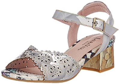 LAURA VITA Hucbio 09, Sandalias con tacón. Mujer, Gris, 41 EU