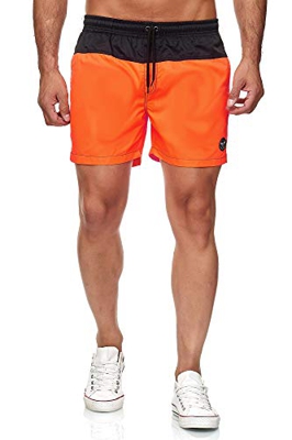 Kayhan Men Swimwear Doubleface, Black/Orange 5XL