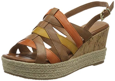 Marco Tozzi 2-2-28378-26 Leder Keilsandale, Sandalias con cua Mujer, Cognac Ant Com, 38 EU