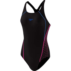 Speedo Traje de baño-68-09306F228 baño, Black/Beautiful Blue/Elec Pink, 44 para Mujer en oferta