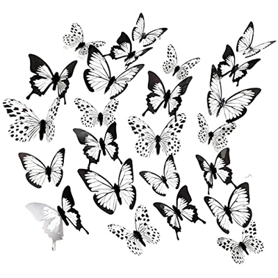 Simulación Estéreo 3D Patrón Blanco Y Negro Mariposa Pegatinas De Pared Adornos Festivos Decoración De La Sala De Estar Pegatinas De Pared