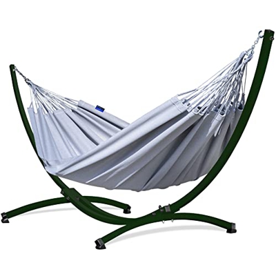 Potenza Hamaca de exterior con estructura para 2 personas, de algodón Merida, hamaca doble XXL 220 x 160 cm, 220 kg, estructura de hamaca de 220 kg, r