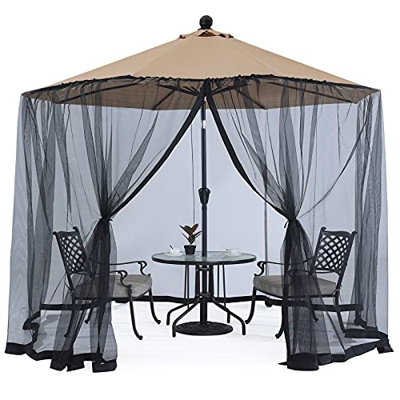ABCCANOPY Sombrilla para mesa de patio de 9 pies y 11 pies de malla de malla de malla universal para toldo, mosquitera con puerta con cremallera y bol