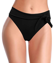 SHEKINI Traje de Baño para Mujer Abdominal Cintura Alta de Bikini Pantalones de natación Ruched Color Sólido Bañadores Retro Ropa de Playa Bikini Brag en oferta