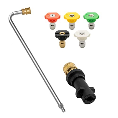 Fai Top Lanza de Extensión,Limpiador de Canalones de Alta Presión con 5 Puntas de Boquilla,Conexión para Kärcher,Conexión Rápida de 1/4",13 Pulgadas（1