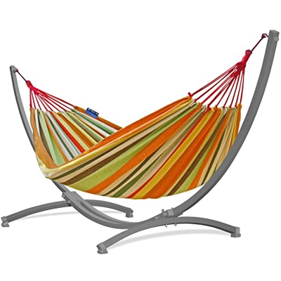 Potenza Hamaca de exterior con estructura para 2 personas, de algodón, doble hamaca XXL 220 x 160 cm, 200 kg, estructura de hamaca de 220 kg, resisten