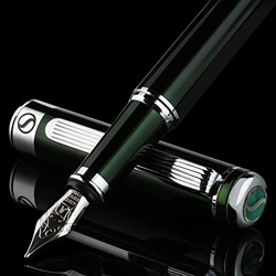 Pluma Estilográfica British Racing Green de Scriveiner – Plumilla (mediana) y Convertidor Instalado Schmidt, Incluye Dos Cartuchos de Tinta, Azul y Ne características