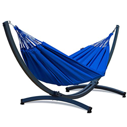 Potenza Hamaca de exterior con estructura para 2 personas, con pie, de algodón Merida, 220 x 160 cm, 220 kg, estructura de hamaca Tytan 350 kg, resist características