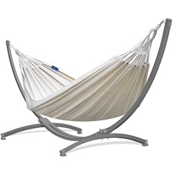 Potenza Hamaca de exterior con estructura para 2 personas, 100% algodón, doble hamaca de 220 x 140 cm, 160 kg, estructura de hamaca de 220 kg, resiste precio