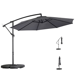 LIFERUN Sombrilla, con soporte en cruz, sombrilla de manivela de 300 cm con 8 varillas, sombrilla de terraza protección solar UV 50+ para jardín, pati precio