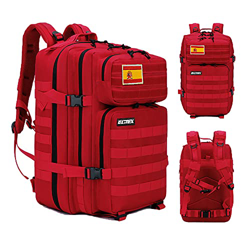 ELITEX Mochila 45L Táctica Militar Bandera España Impermeable Deportiva Caza Aire Libre Deportes Gimnasio Portatil (Rojo) características