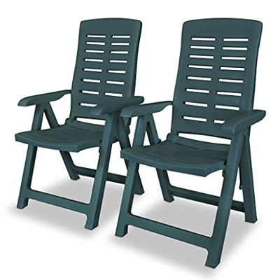 GOTOTOP 2 Sillas de Jardín Plegables 60 X 61 X 108 Cm Sillas Reclinables de Exterior en Plástico Verde