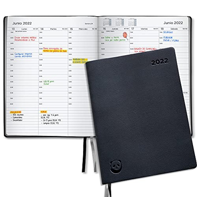 Agenda 2022 Premium de Smart Panda - A4 Planificador 2022 Semana Vista, Plata - Tapa Blanda, Caja de Regalo - Intervalos de 30 minutos - Calendario An