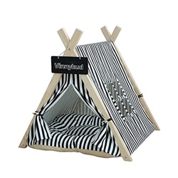 Vinnykud Tienda de Campaña para Mascotas Extraíble y Lavable Plegable con Colchón Cama para Mascotas Tienda de Campaña de Rayas para Perros Carpa con  precio
