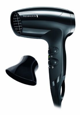 Remington Secador de Pelo Pequeño Compact - Secador de Viaje, Concentrador, 3 Temperaturas, 2 Velocidades, Función Eco, 1800 W, Negro - D5000