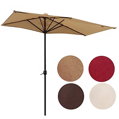 LIGUOYI Sombrilla Parasol para Jardín - 250cm Sombrilla Terraza ExteriorSombrilla Semirectángulo con Manivela Sin Base Proteccion UV con 5 Varillaspar