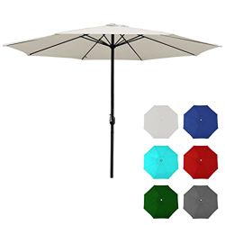 Jiubiaz Sombrilla para jardín, protección UV 30+, resistente al agua, protección UV, redonda, color a elegir, con manivela manual, para balcón, terraz características