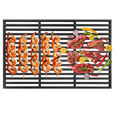 LARS360 Parrilla de hierro fundido esmaltado, parrilla maciza, accesorios de barbacoa, gas, carbón vegetal y mucho más (54 x 34 cm).