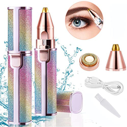 Depiladora Facial Mujer 2 en 1, Afeitadora Eléctrica Portatil Recargable USB con LUZ LED / 2 cabezales de repuesto. Depila Cejas, Nariz y Labios sin D características