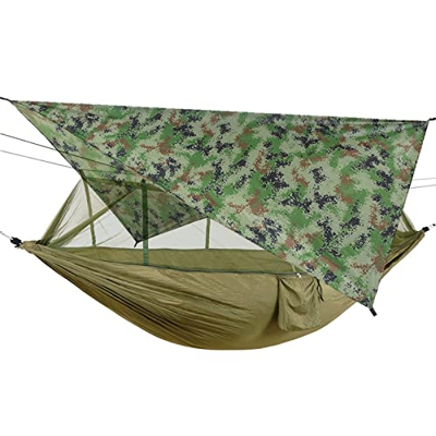 Lechnical Hamaca de Red Repelente de Mosquitos con toldo de sombrilla Impermeable para Acampar al Aire Libre, Viajes, Senderismo, Suministros para la 