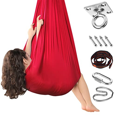 Columpio de Terapia Sensorial para Niños - Hamacas de Yoga para Interior y Exterior Columpios de Silla para mayores de 3 años autismo niños niñas, reg