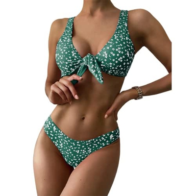 ZAFUL Conjunto de bikini brasileño acolchado para mujer, verde-2, L