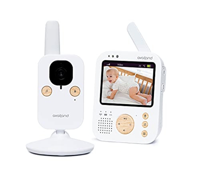 Availand Nordic Evo2 - Vigilabebés Con Aviso Por Vibración, Máxima Privacidad, Luz De Noche Y Pantalla De 3,5", color Blanco Y Madera