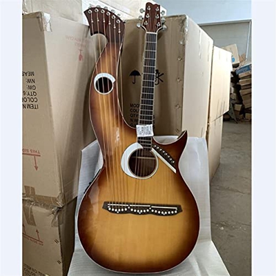 WANANNIGHT Guitarra electrica 41 Pulgadas 6/6/8 Strings Harp Acústica Guitarra 6-6-8 Cuerdas Lyra Cuellos Doble Cuellos Eléctricos De La Guitarra Acús