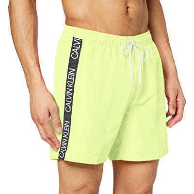 Calvin Klein Medium Drawstring Bañador, Safety Yellow, M para Hombre
