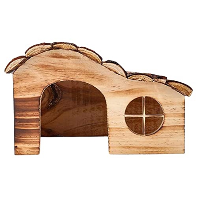 PETUFUN Caseta de madera para Hamster | Casa protectora para animales pequeños que protegen a los pequeños animales del viento frío y la lluvia | Pequ