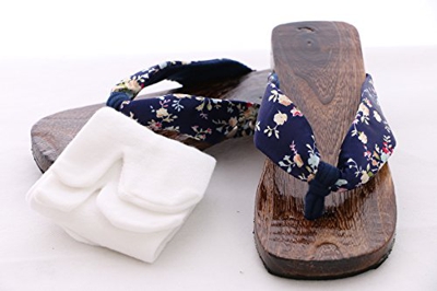 Kawaii-Story Calcetines K-G-04 azul Geta Japón sandalias de madera para kimono Yukata Flip-flop